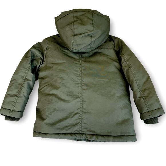 Swiss Alps Youth Boy Puffer Coat Jacket Winter Snow Fleece Hood Size 5/6 Green - Picture 2 of 11